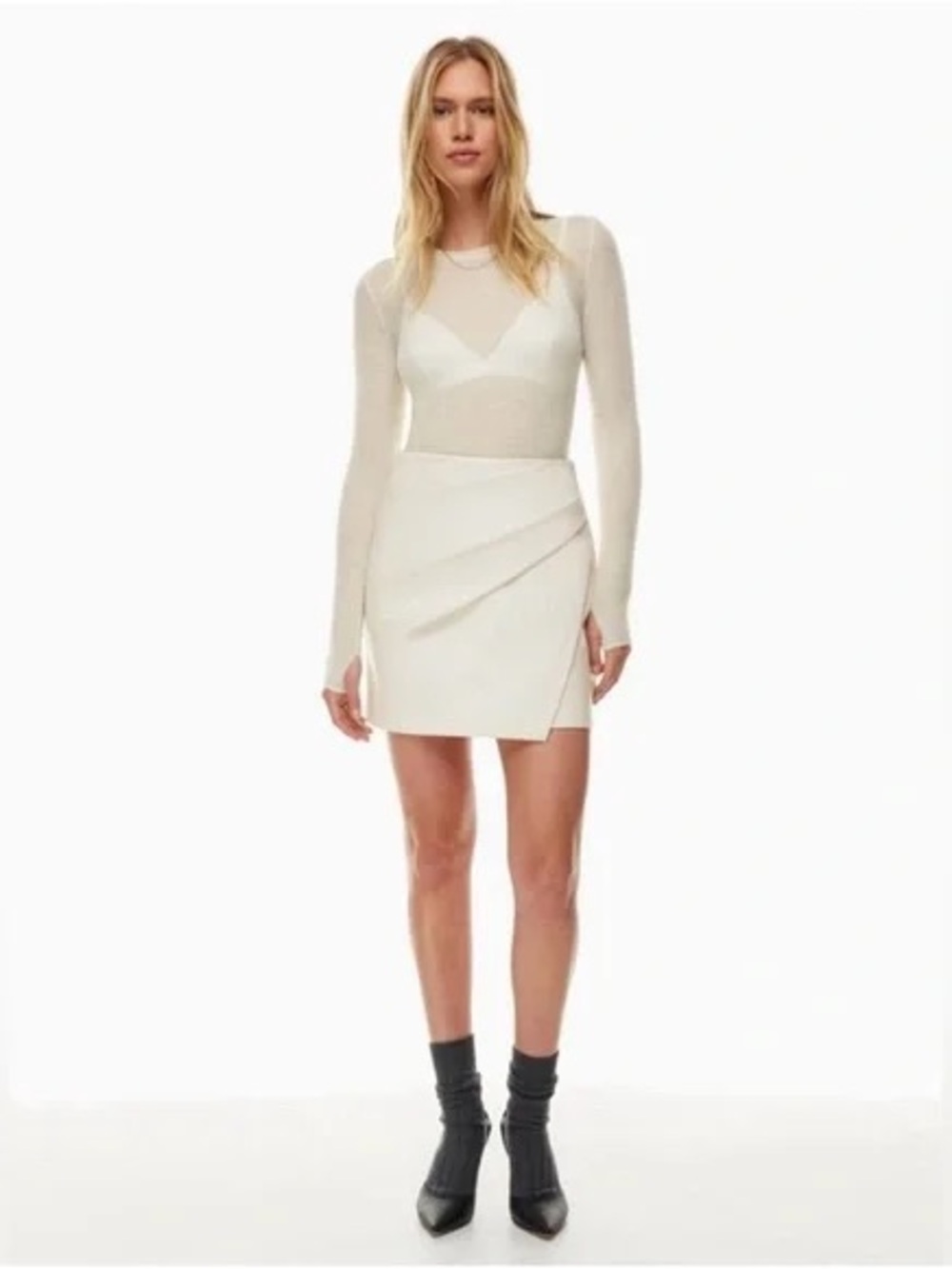 Wilfred Cream Textured Mini Skirt
